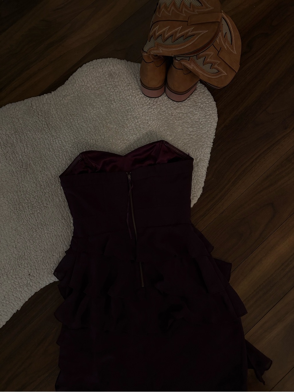 🤎Y2k GUESS STRAPLESS RUFFLES DRESS - Picture 3 of 4